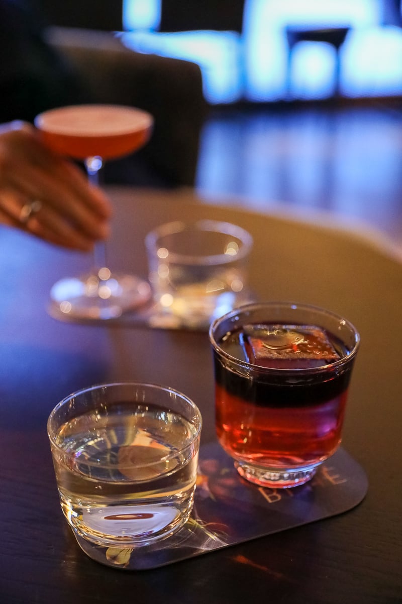 Cocktails on a table at Blue Fox The Bar