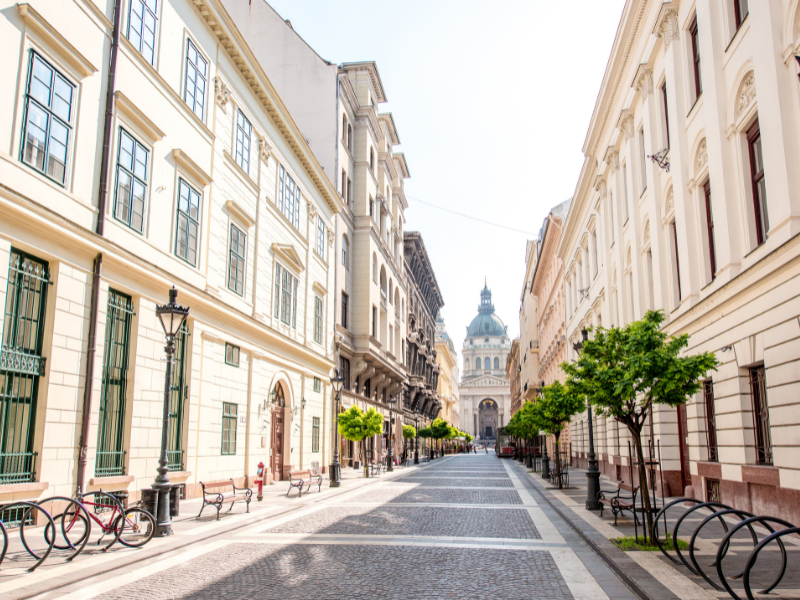Beautiful empty street in Budapest