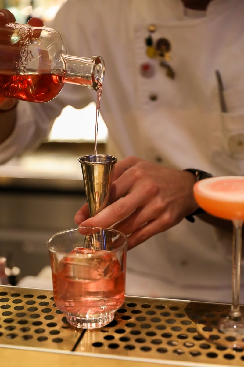 Bartender mixing cocktails at Blue Fox The Bar in Budapest