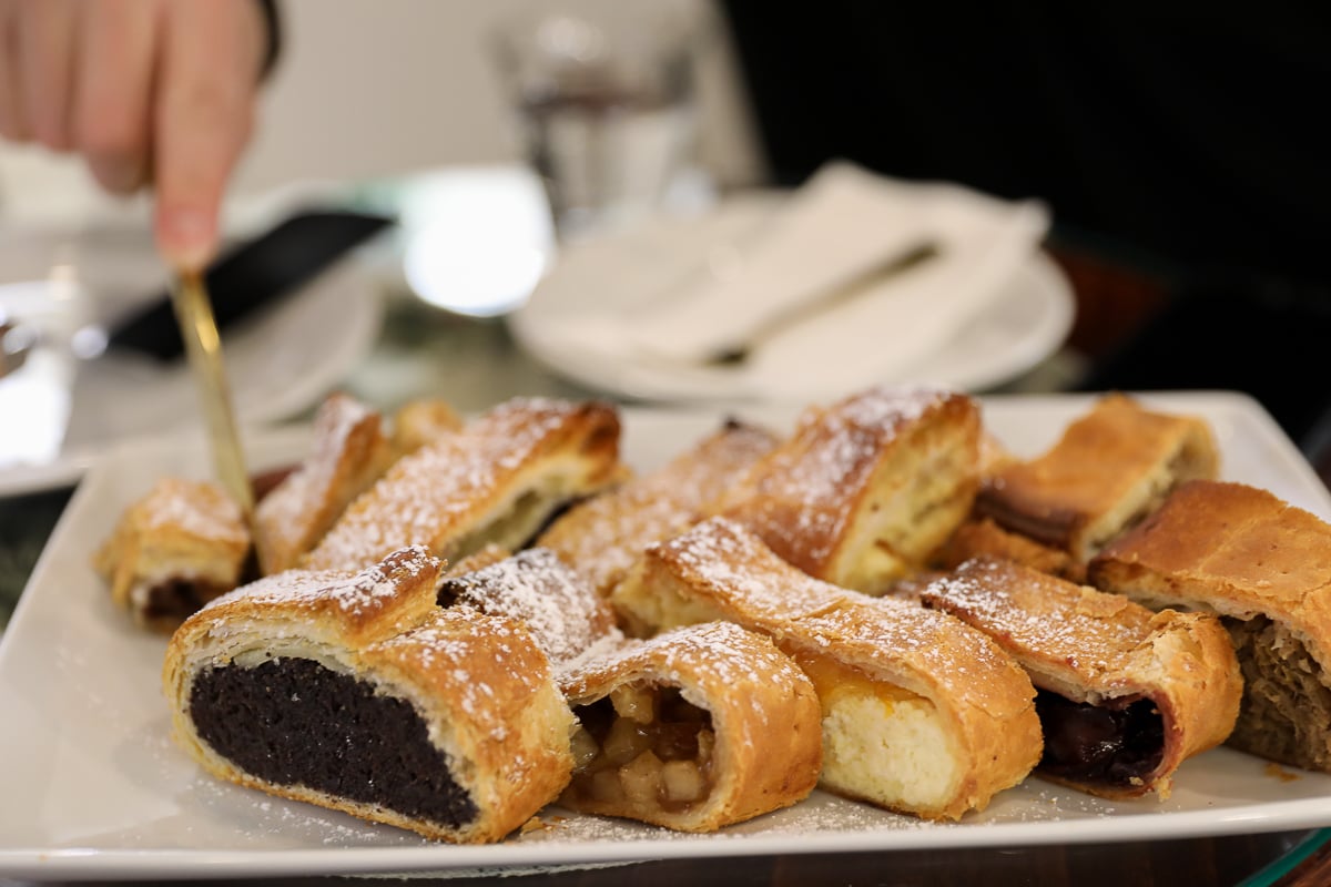 Slices of fresh-baked strudel on a plate