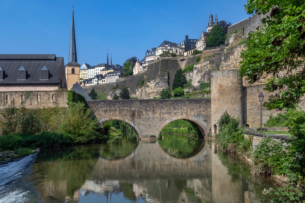 Barrio Grund area with a medieval bridge and old architecture