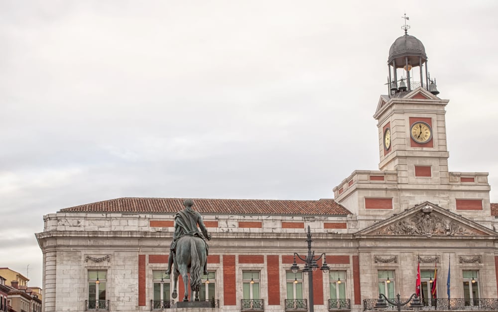 View of Puerta del Sol square in the morning as I start my 1 day in Madrid adventure