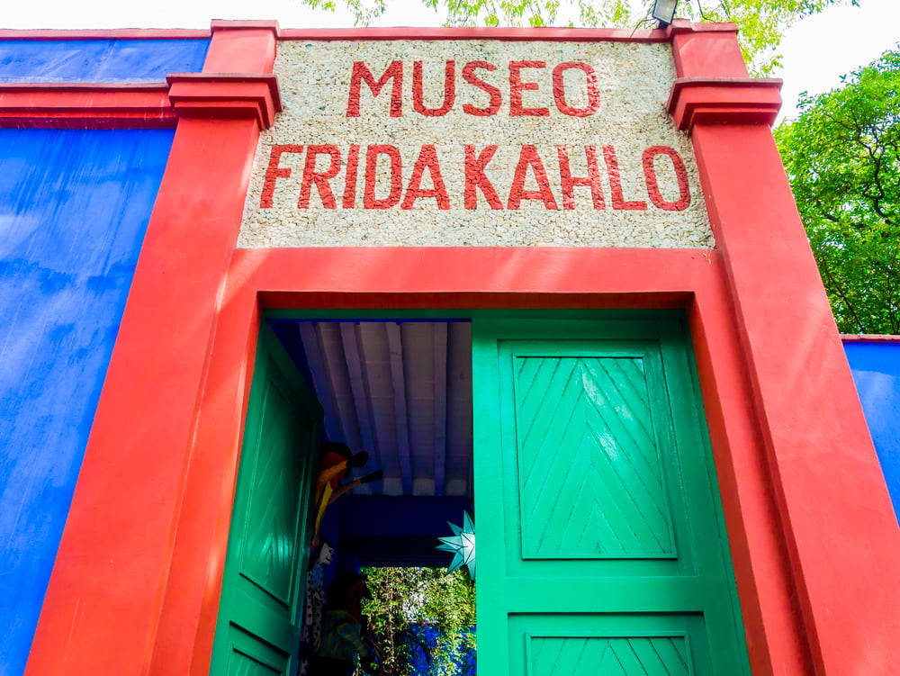 Colorful entrance of Museo Frida Kahlo. A visit to this place is one of the top things to do in Mexico City.