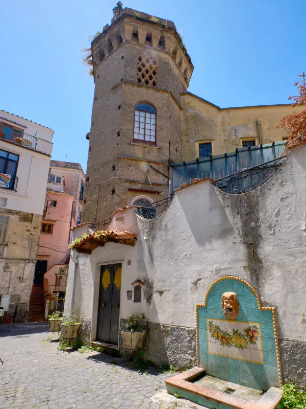 Cute street in Amalfi Coast on a sunny day