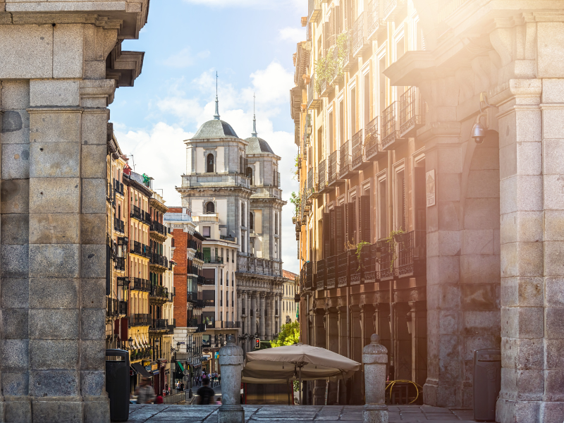 Exploring the architectural wonders of buildings in Madrid during daytime