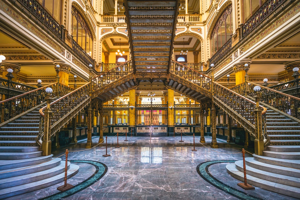 Inside the Postal Palace showing the grand staircases