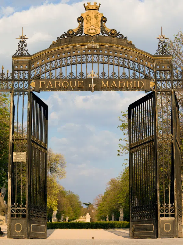 Grand architectural gate of Parque de Madrid