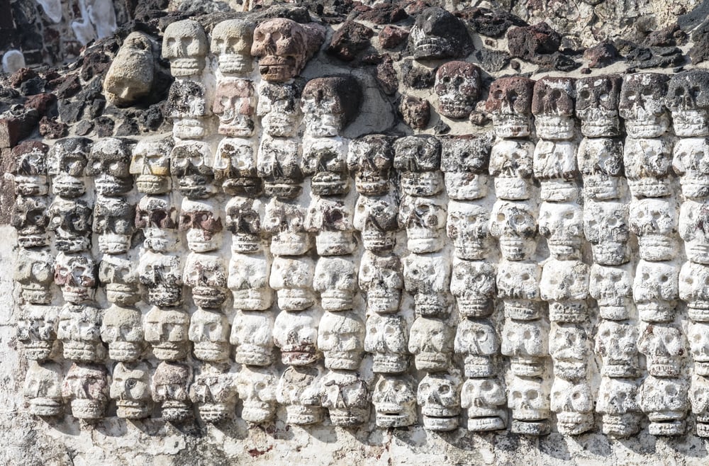 The Templo Major skull wall in Mexico City