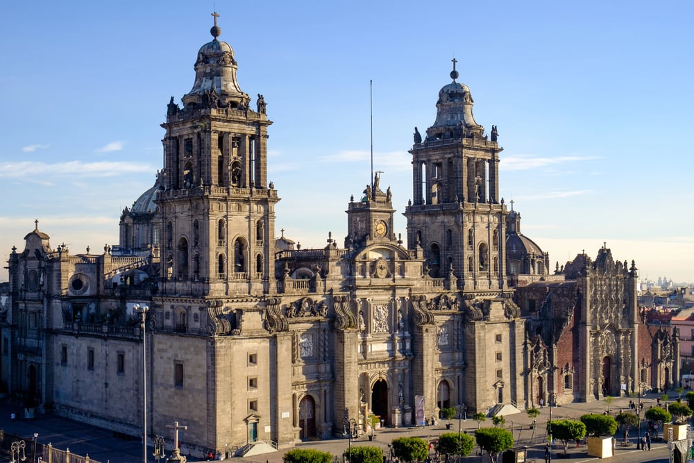 The downtown cathedral in Mexico City