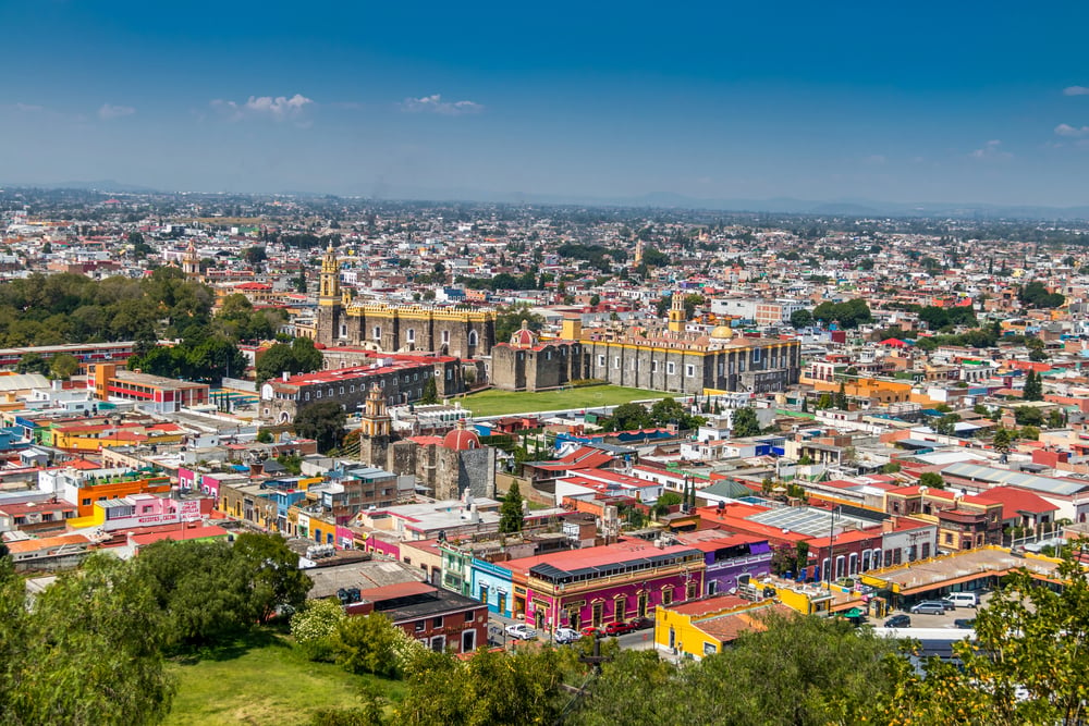 View of colorful churches from a top The Great Pyramid