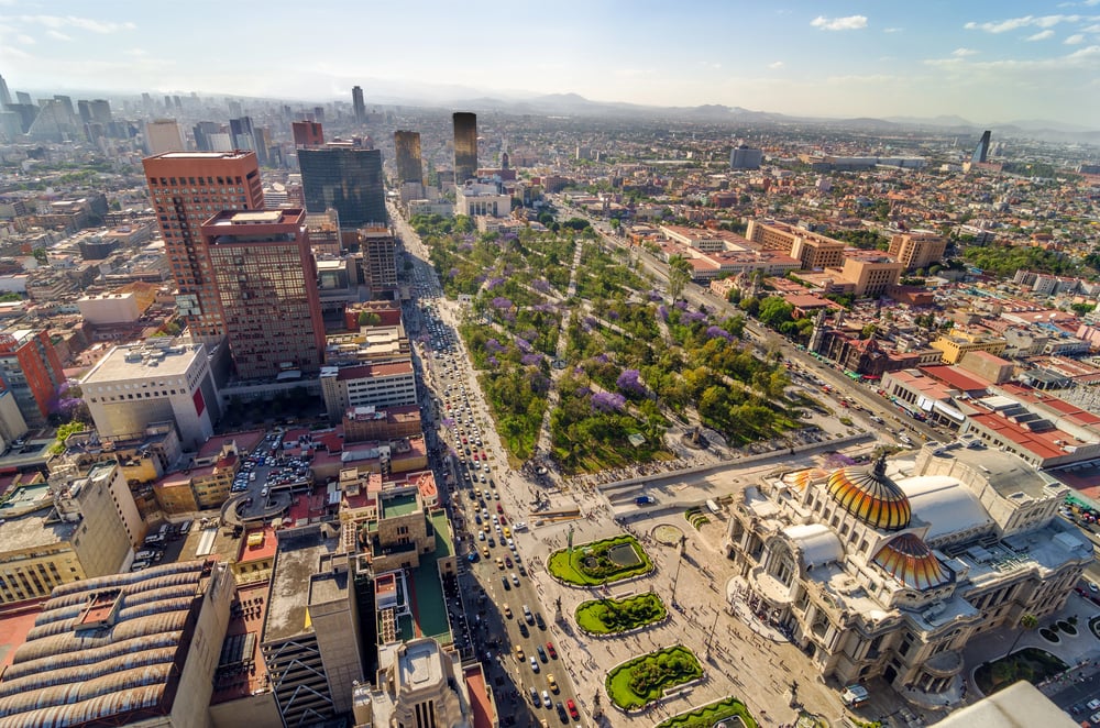 An aerial view of Alameda Park in Mexico City