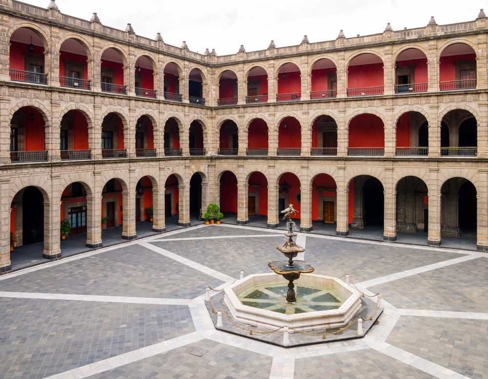 The Courtyard at the National Palace with a water fountain in the middle