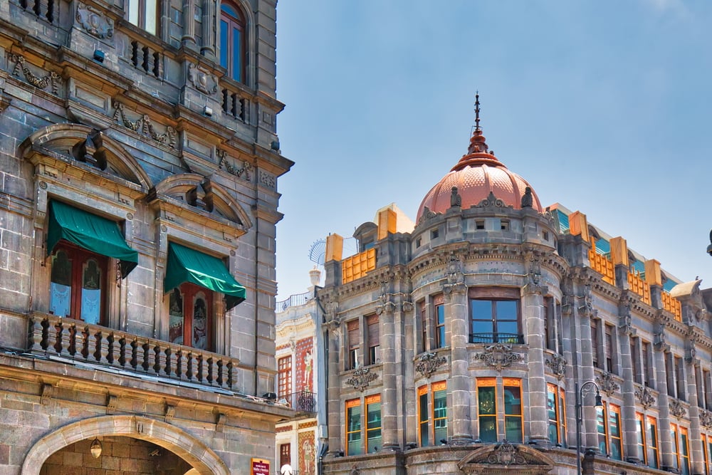 Old buildings showcasing the old architecture in Puebla, Mexico