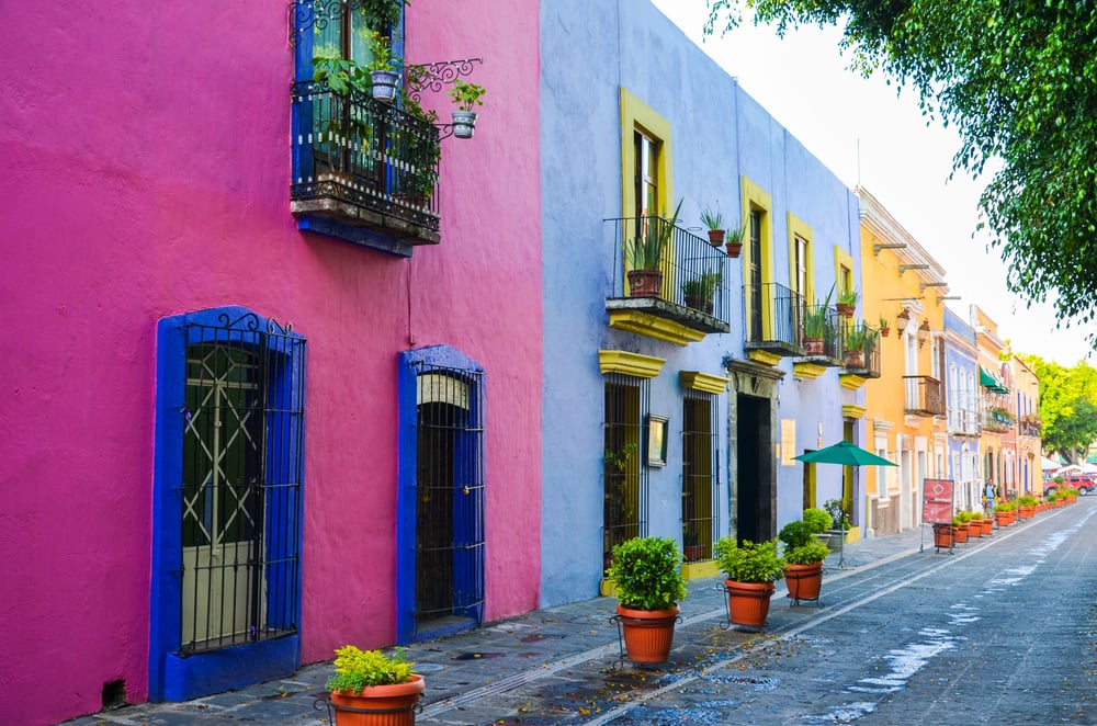 A colorful street in Puebla