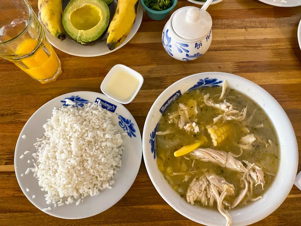 Delicious ajiaco served with rice