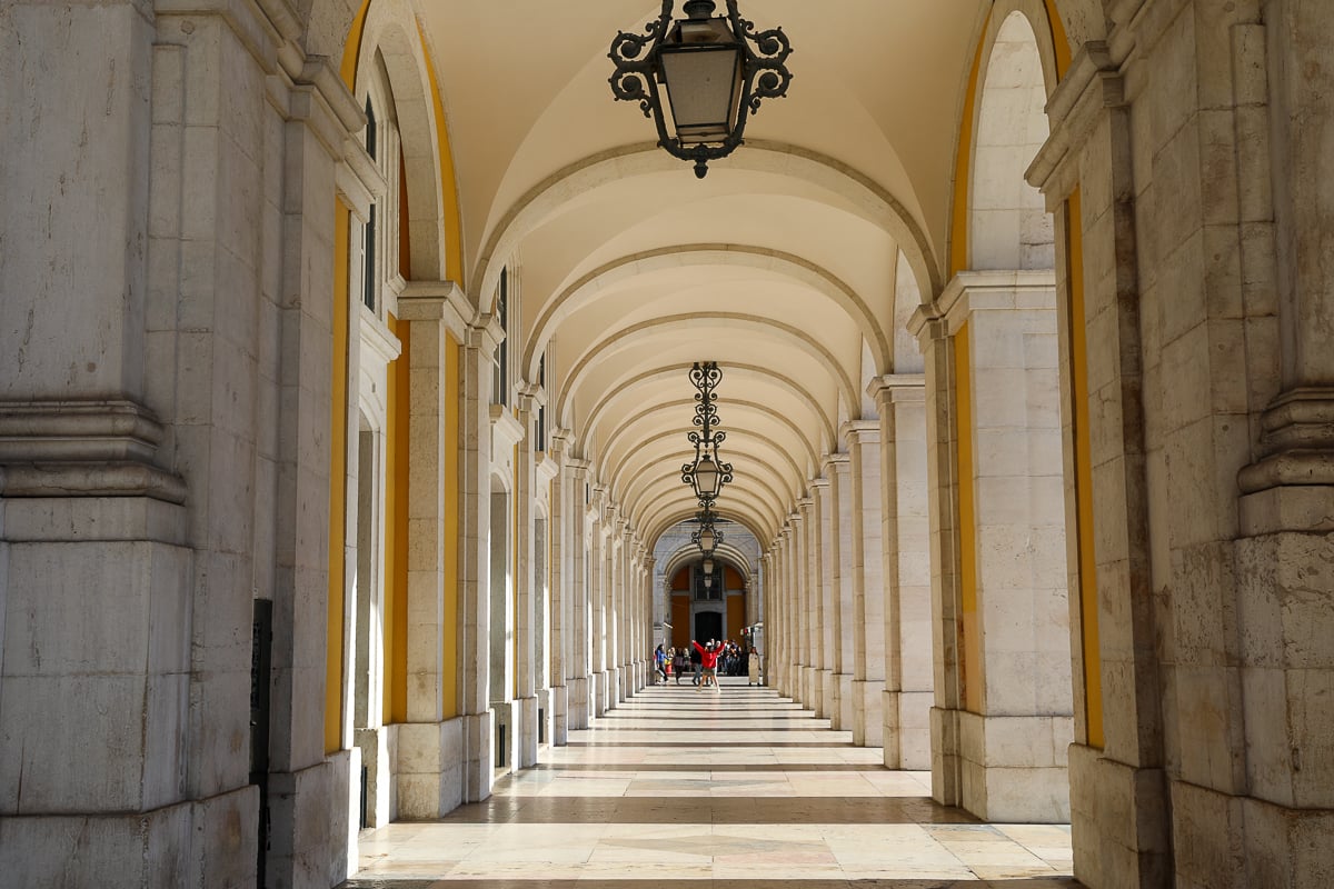 Arcade lined with arches at the Rua Augusta Arch