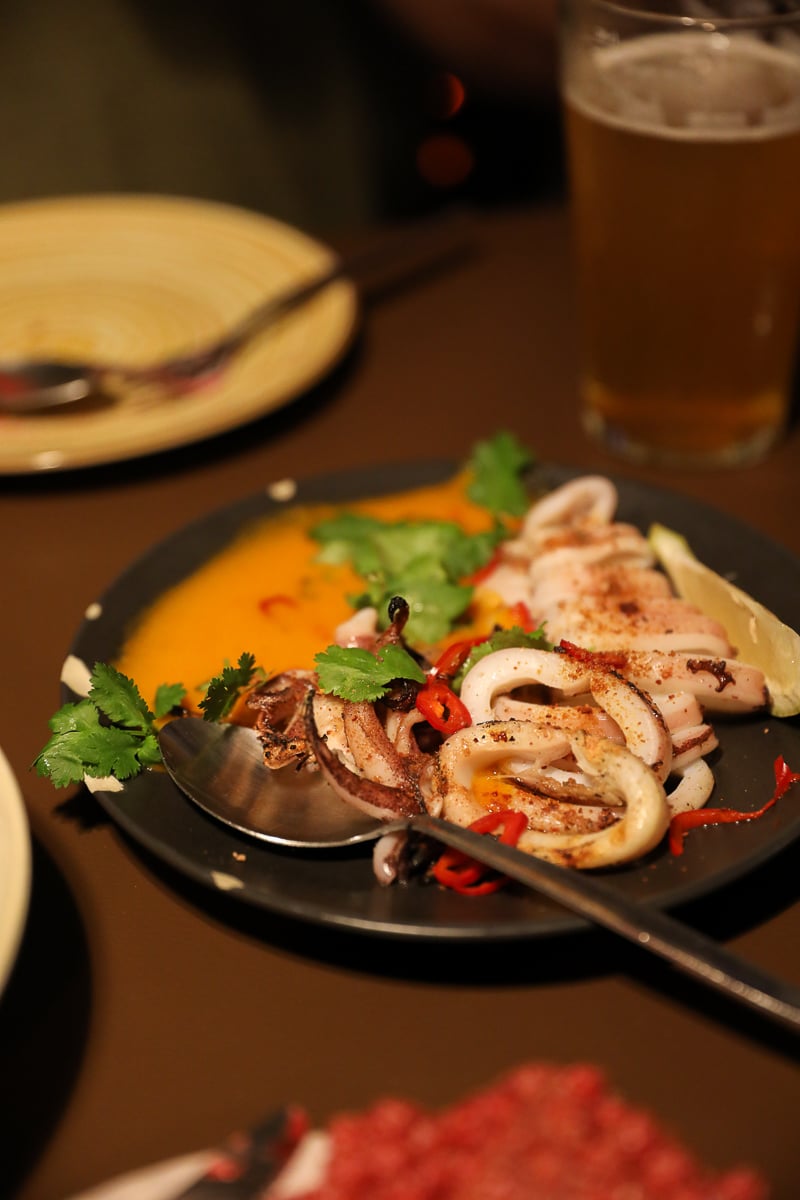 Plate of squid + moqueca at Tasca Baldracca