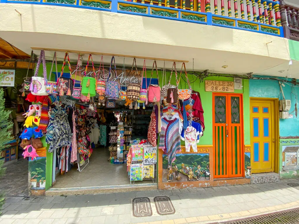 A local shop filled with colorful handmade souvenirs