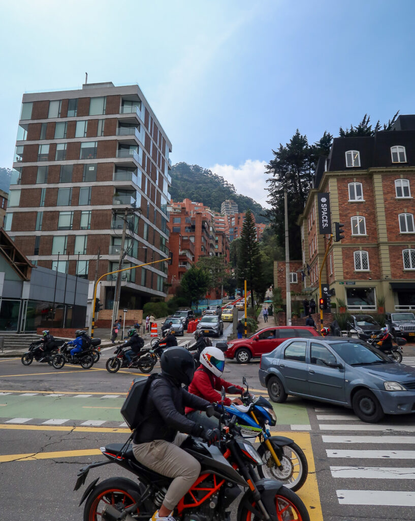 Busy crossroads in Chapinero, a safe district in Bogota