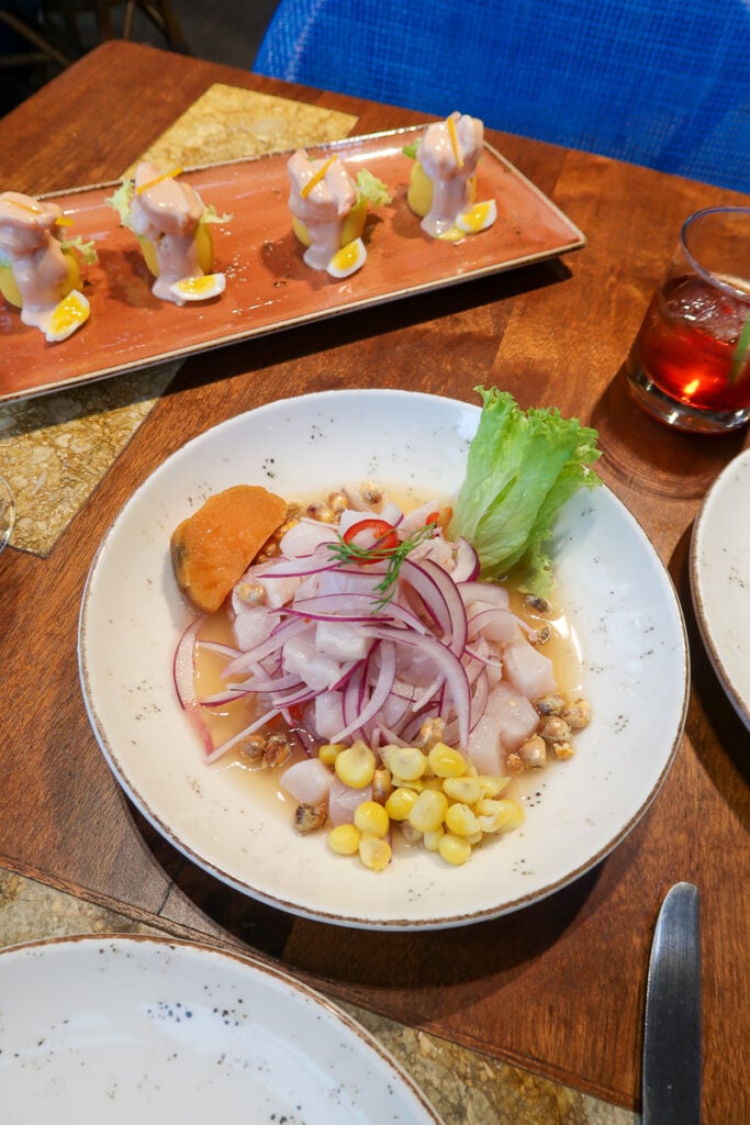 Plate of delicious ceviche at La Mar restaurant