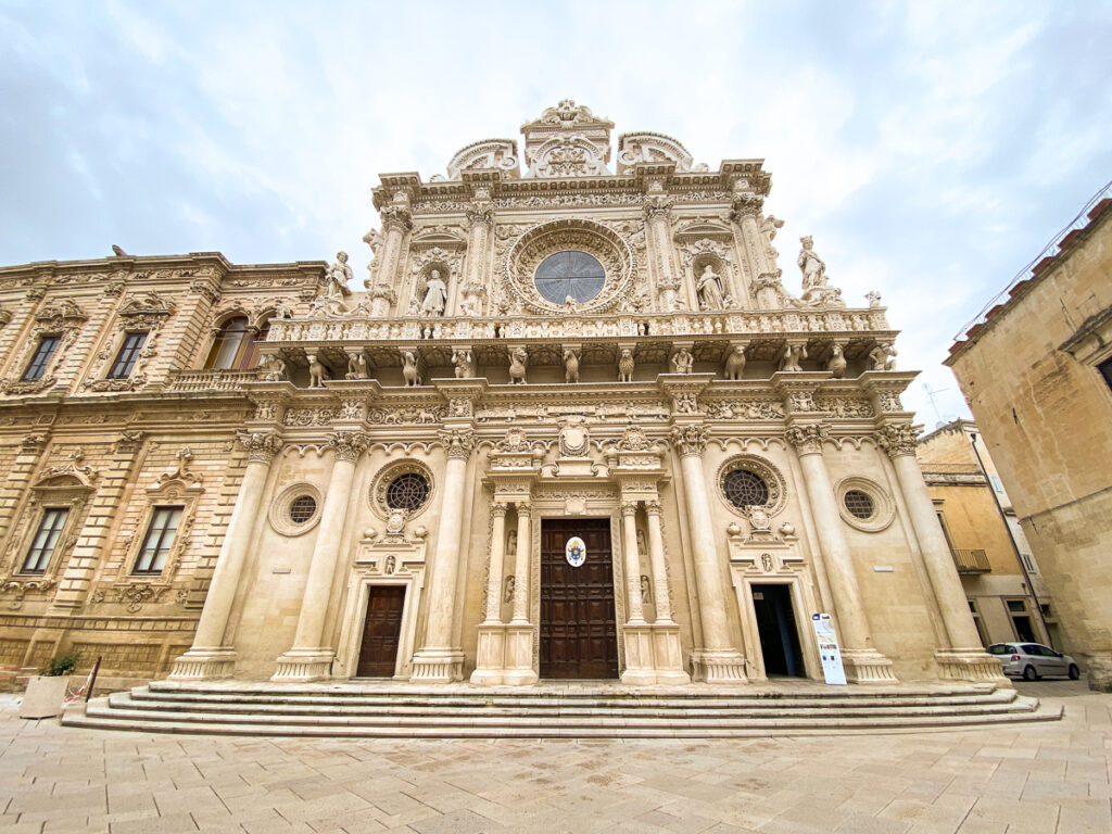 Beautiful facade of the Basilica di Santa Croce in Lecce which is considered one of the wonders of Italy