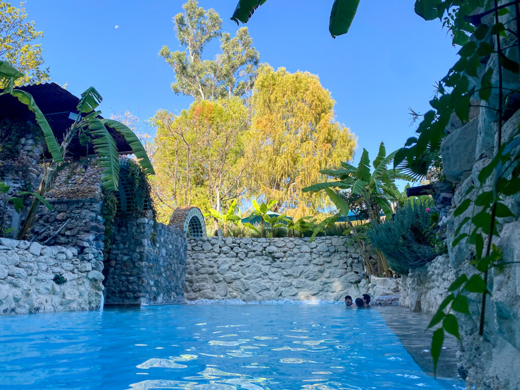 Relaxing pool at La Gruta Spa. One of the best things to do in San Miguel de Allende is soaking in its natural hot springs.