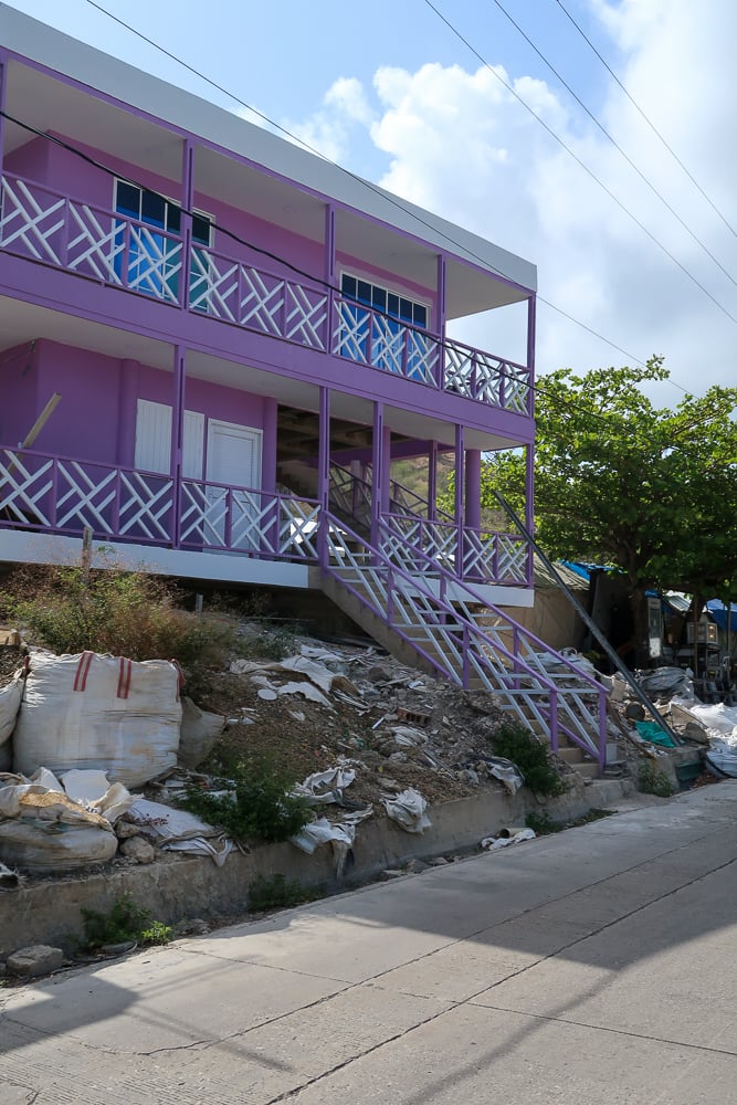 Lavender-painted building in Providencia