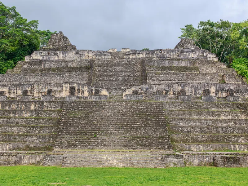 A huge pyramid at the ruins of Caracol in Belize