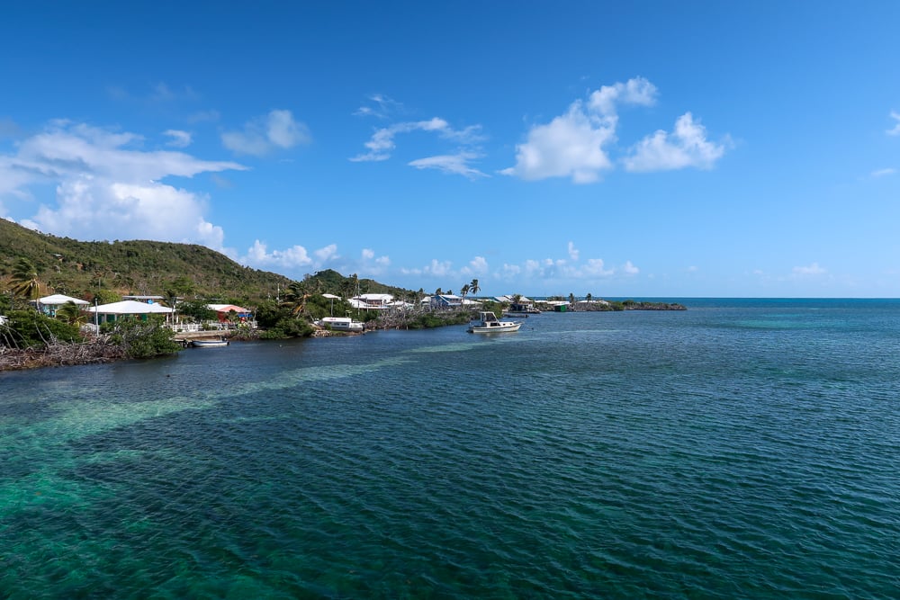 Azure waters around the island of Providencia, Colombia