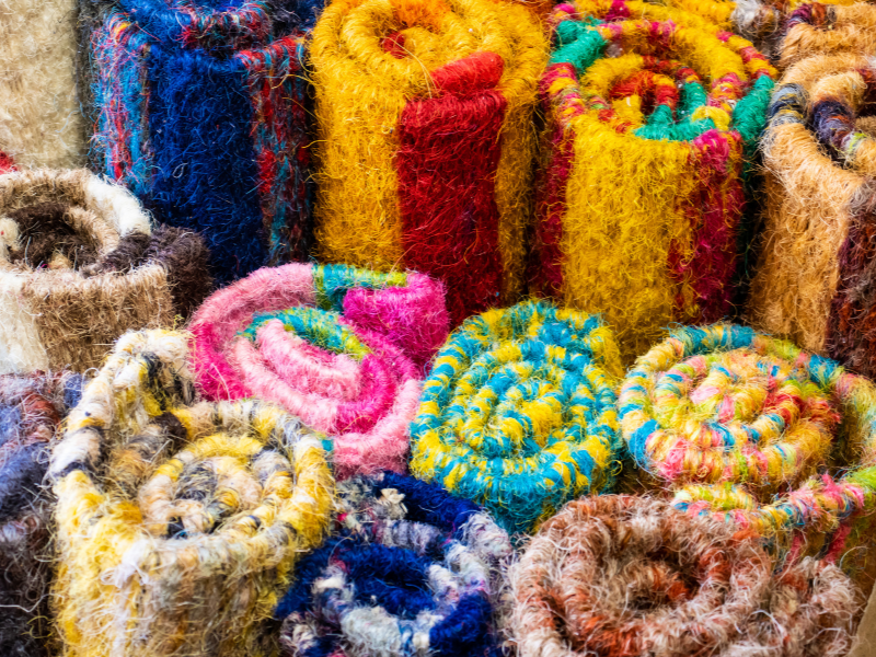 Bright colored rugs in Colombia