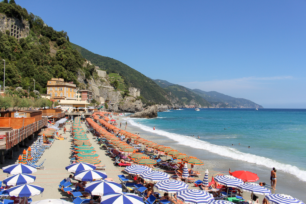 View of the beach in Cinque Terre while on a day trip from Florence