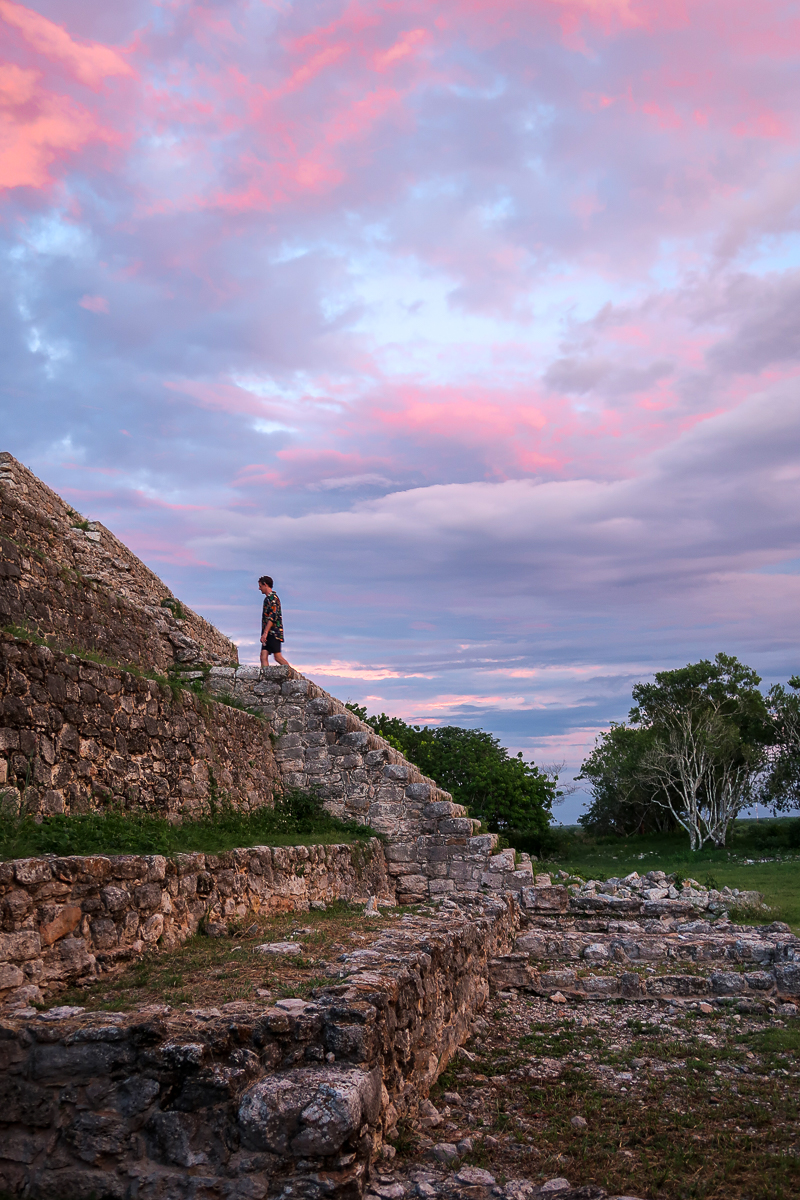 Stairway at the Mayan ruins in Izamal, one of the most popular Yucatan destinations in Mexico