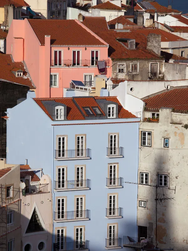 Old houses in the city of Lisbon, Portugal