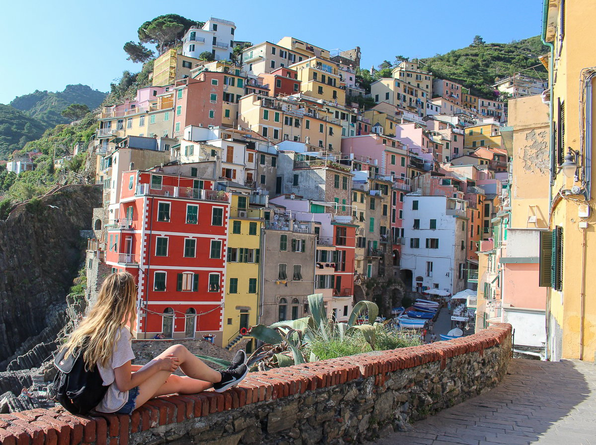 Maddy sitting and looking at the view in Cinque Terre