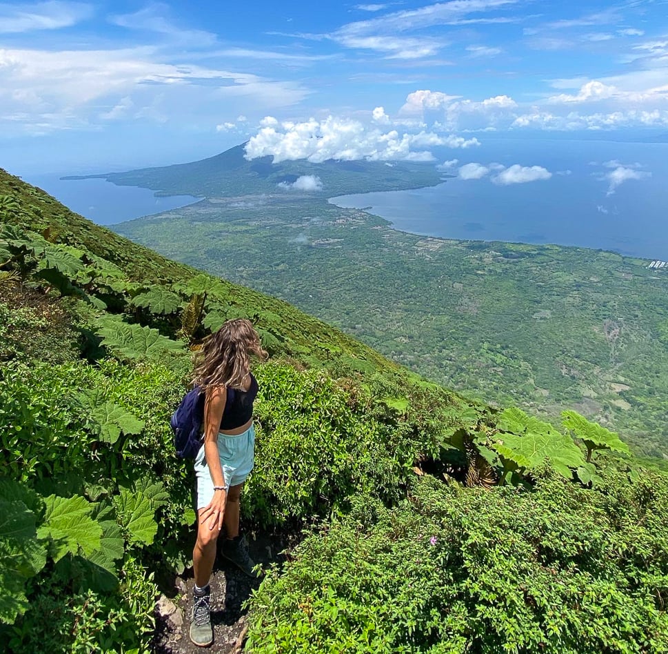 Melanie admiring the view of a volcano in Ometepe Island