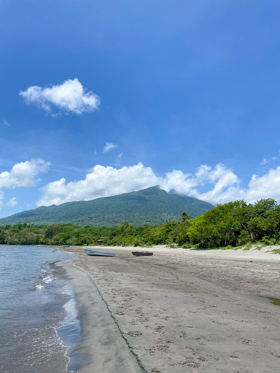 View of Maderas Volcano from a beach in Ometepe Island