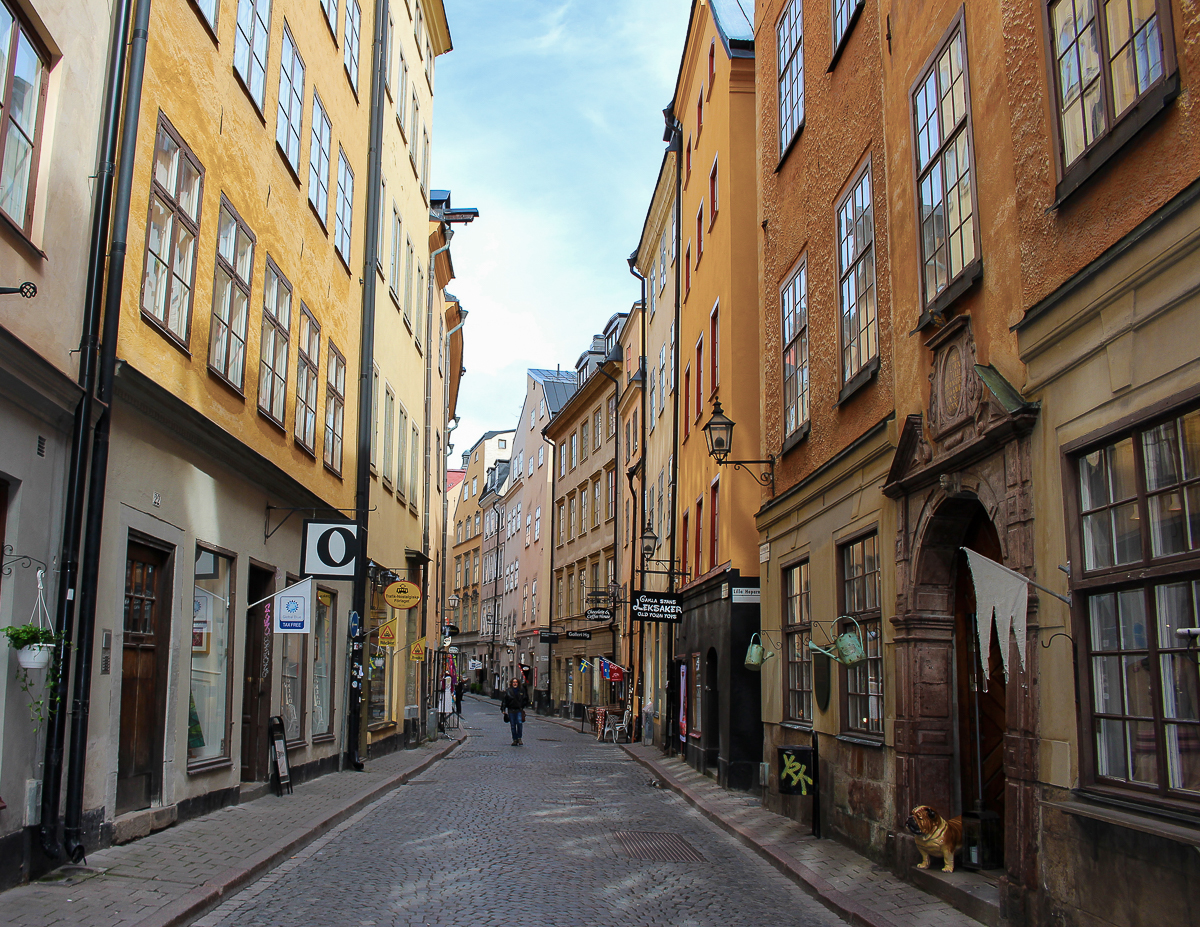 A beautiful street in Gamla Stan, Stockholm's Old Town- exploring here is a must on every 3-day Stockholm itinerary