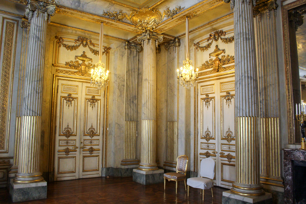 Interior of the Royal Palace in Stockholm covered in gold