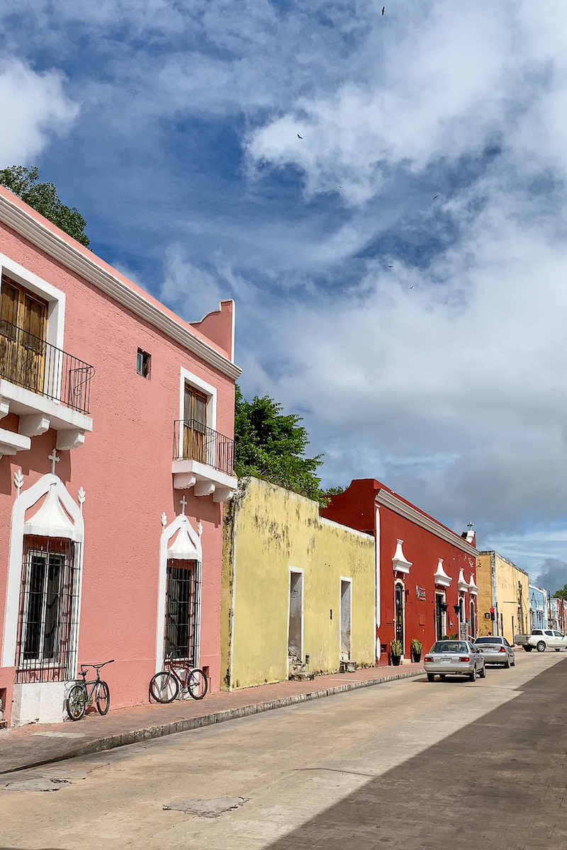 Colorful buildings in a street of Valladolid, Mexico