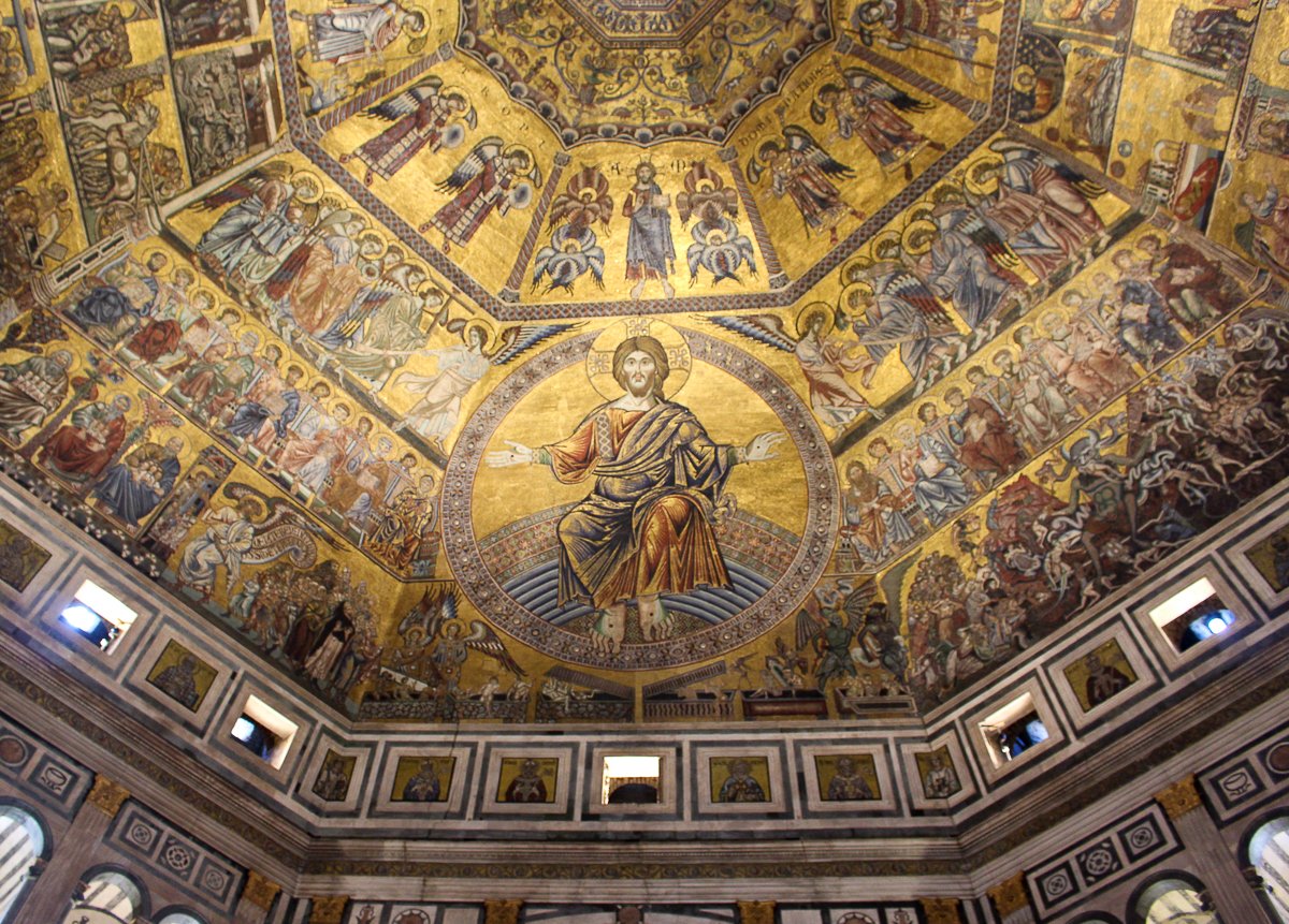 Beautiful ceiling frescoes inside the Baptistery of St. John - a must-add in your Florence itinerary