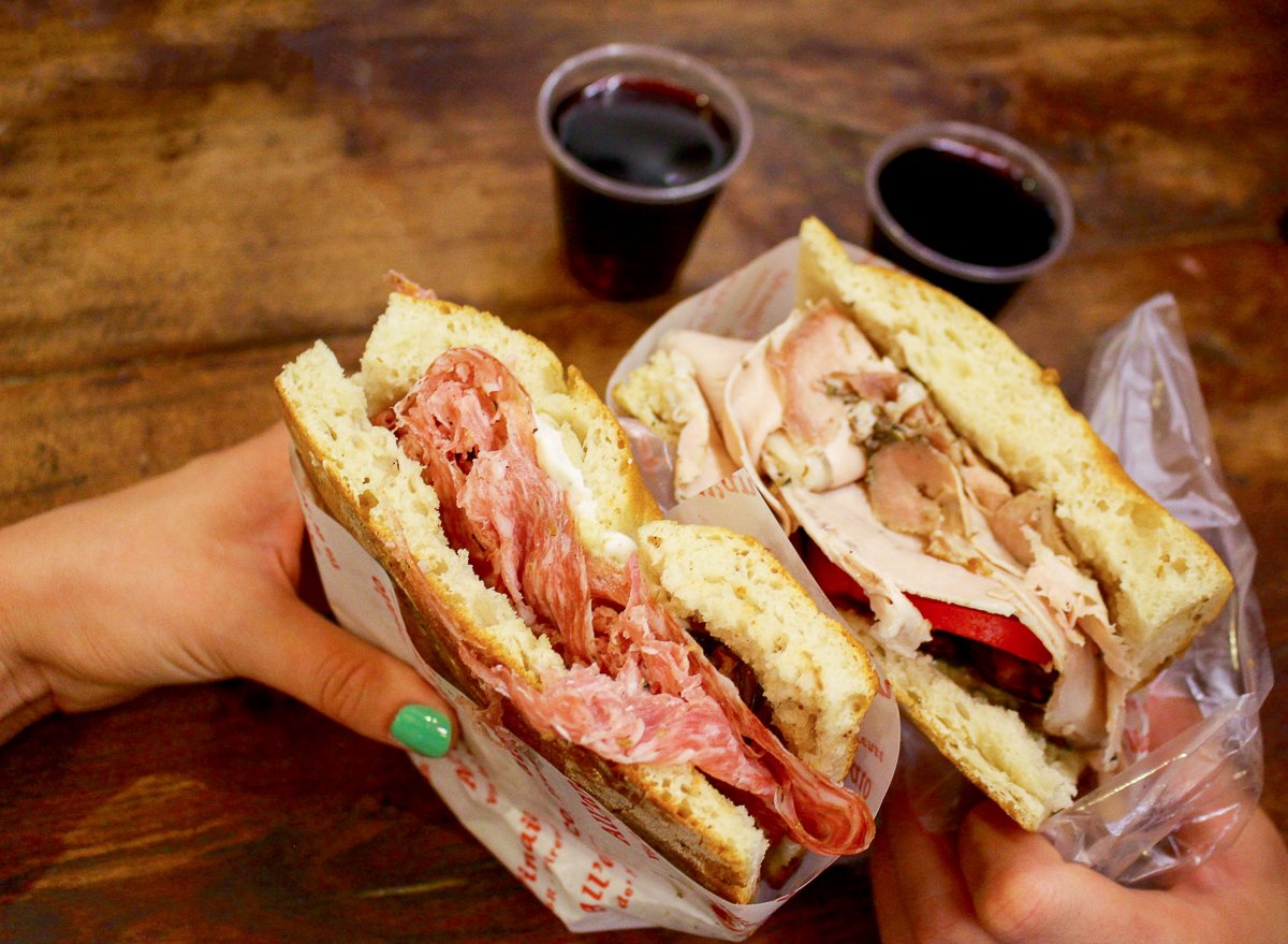 Tasty sandwiches from All'Antico Vinaio in Florence. Don't forget to include a visit to this delicious sandwich shop in your Florence itinerary.