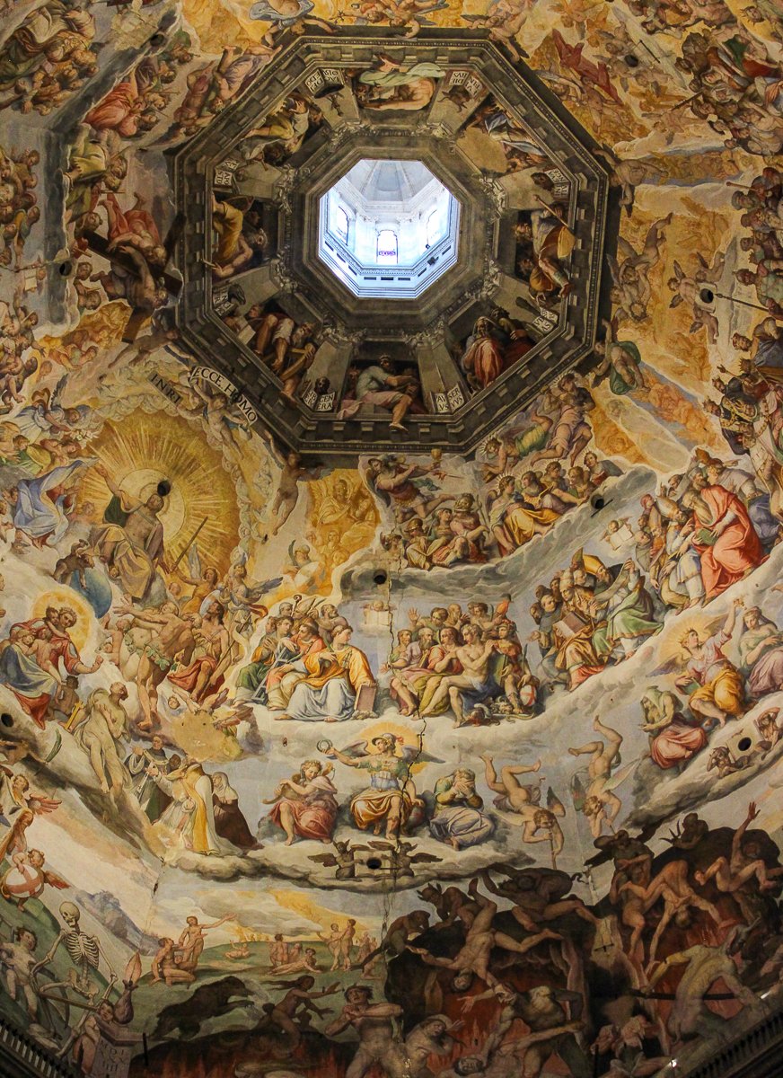 Beautiful ceiling frescoes of the Duomo. Don't forget to book your Duomo tour to complete your Florence itinerary.