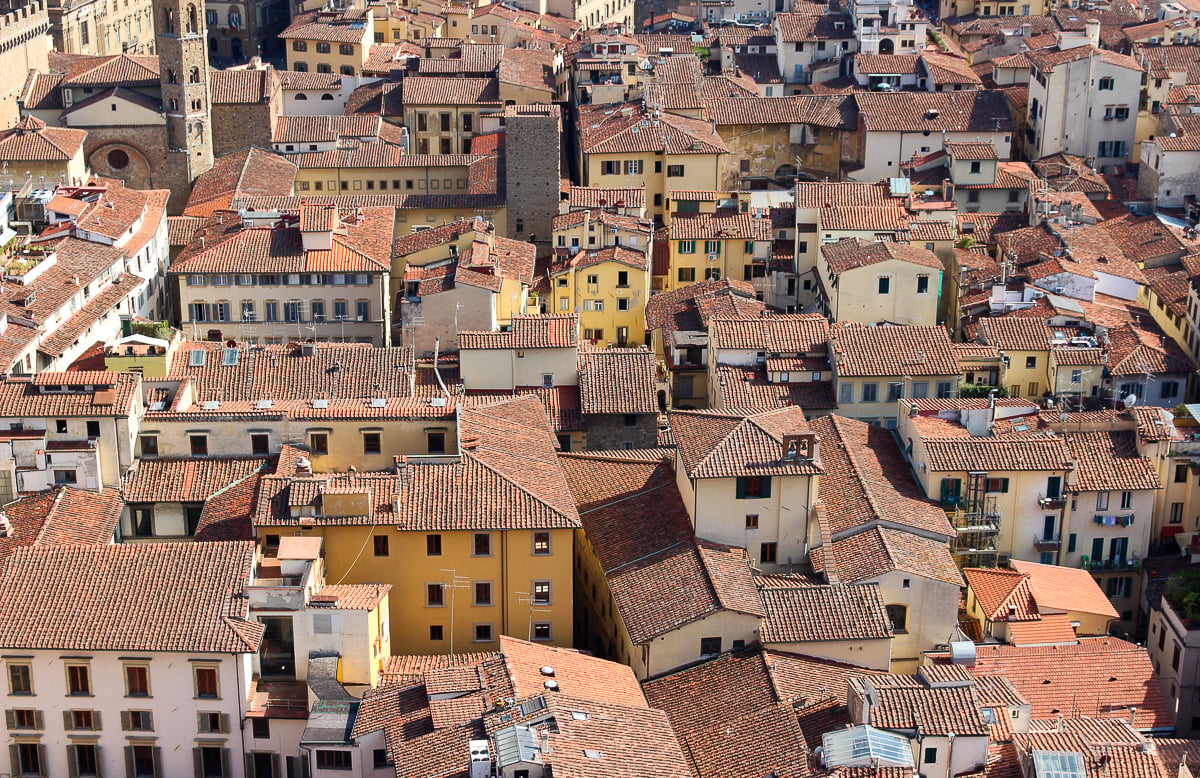 Rooftops of the buildings in Florence. If you're wondering where to stay in Florence, this Florence itinerary includes a list of the best places to stay in.