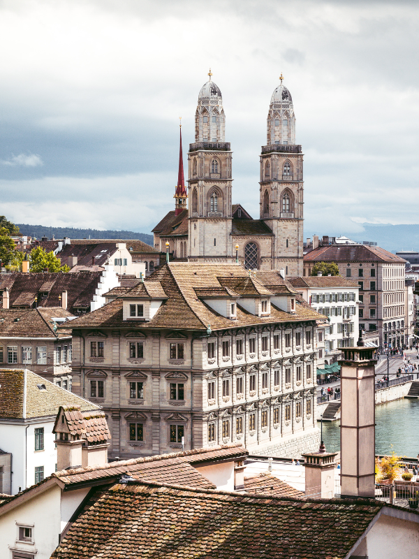 Birds-eye view of Zurich Old Town