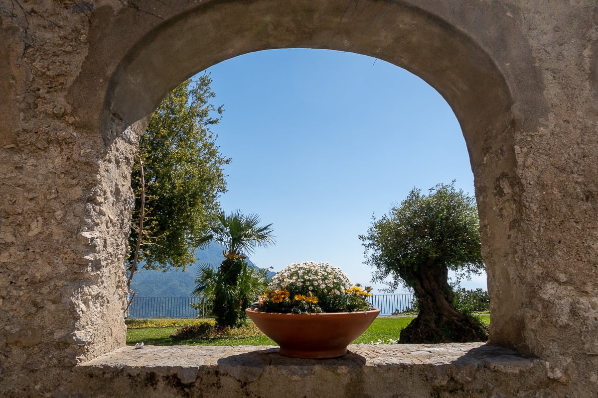 A tranquil scene of potted flowers at Giardini Principessa di Piemonte