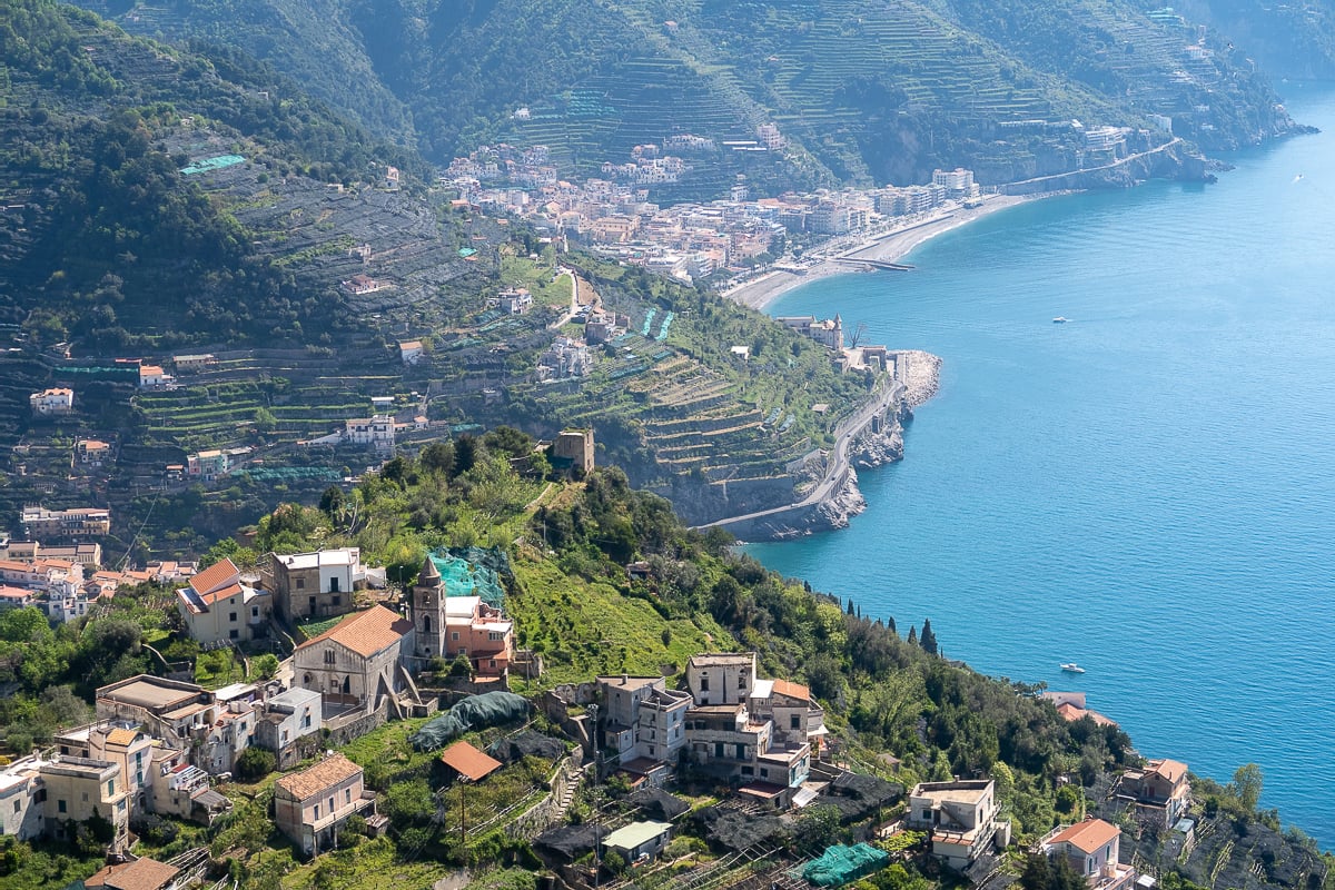 View of the Amalfi Coast from the mountaintop town of Ravello