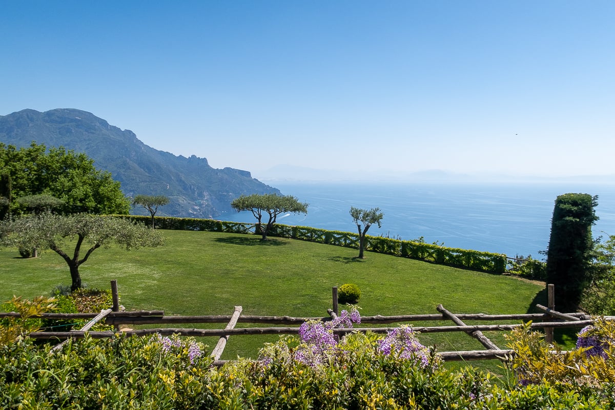 Beautiful greenery at Villa Cimbrone overlooking Amalfi Coast. A visit here is one of the best things to do in Ravello.