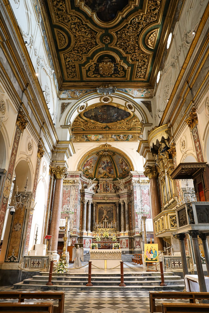 The ornate interior of the Duomo di Amalfi; a must-add to your Amalfi Coast itinerary!