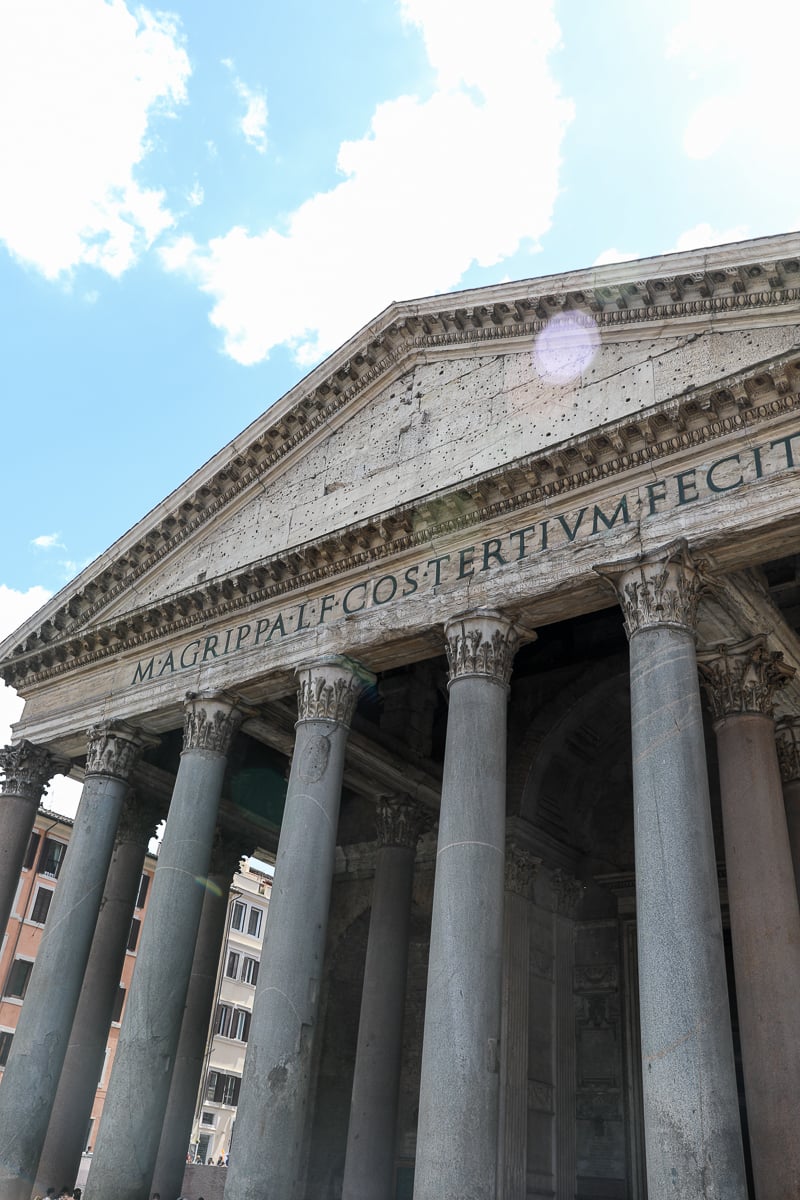 View of the Patheon's facade in Rome