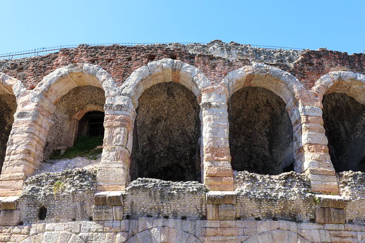 Arches of Verona Arena. Wondering what to see in Verona in 2 days? This theatre is a must-see.
